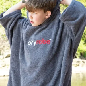 DRYROBE Handtuchmantel Bio KIDS Grau 10-13 Nur Heute