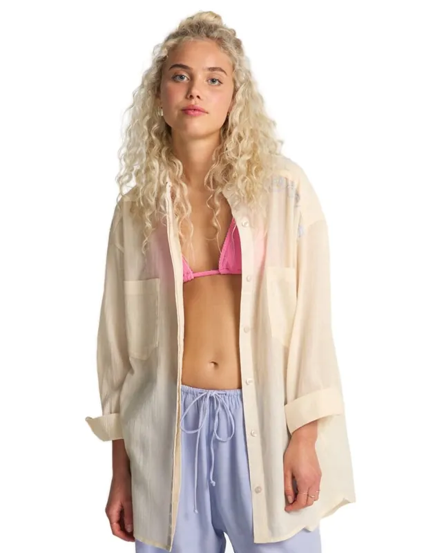 Neu Billabong Find Me Here Langarm Shirt White Cap L