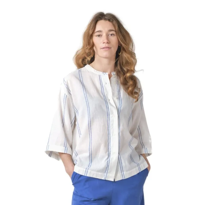 Expressversand Klitmoller Collective May Shirt GOTS White/Surf Blue M