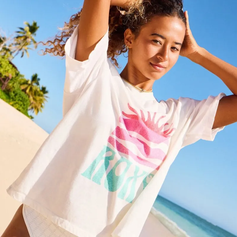 Roxy Hangloose Poster T-Shirt Coconut White XS Billig