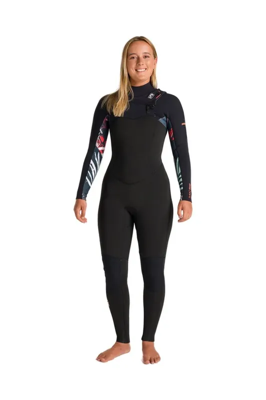 Finale Aktion C-Skins NuWave Solace 4/3 Frauen Neoprenanzug Black Botanical S (US6 / UK8)
