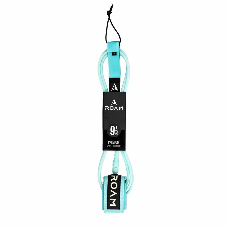 ROAM Surfboard Leash Premium 9.0 Knie Lite Teal Neue Kollektion
