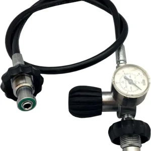 DIN G5/8 Überströmschlauch, 2m, 300 Bar, sauerstoffrein mit Manometer Super-Preis