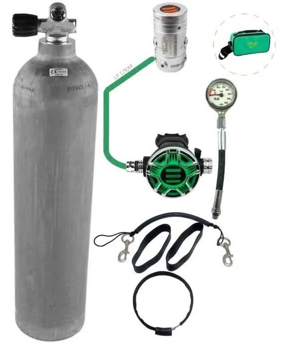 Nitrox 7 L Stage Komplettset Atemregler R2 TEC2, inkl. 7l Stage, Rigging Kit 7L und Finimeter Kracherpreis