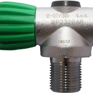 Rebreather Nitrox Ventil M26x2, Handrad Inline matt chrome 232bar Nur Für Kurze Zeit