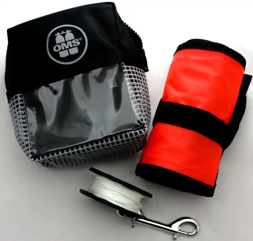OMS Bojen Set Safety 3.3 Grau (1 meter Hybrid SMB, Spool 75 und Safety Pocket grau / schwarz) Highlight