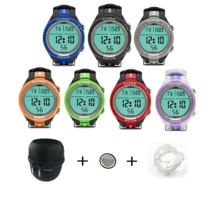 Sonderangebot Cressi Tauchcomputer, Taucheruhr Neon Set mit Tasche, Ersatzbatterie und Displayschutz