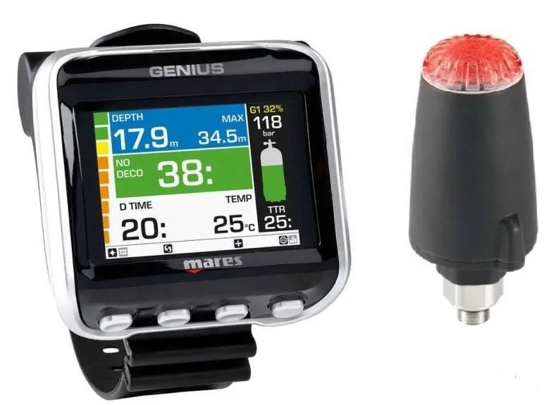 Mares Tauchcomputer Genius schwarz mit Sender Neu