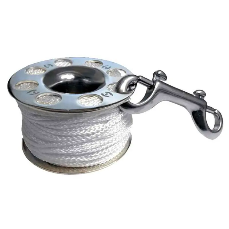 Hollis Finger Spool, Reel aus Edehlstahl mit Karabiner, 45m Super-Preis