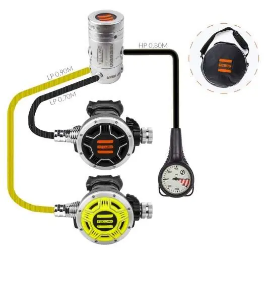 Tecline Atemregler Set R2 TEC1 Set mit Octopus und Finimeter Preisreduziert