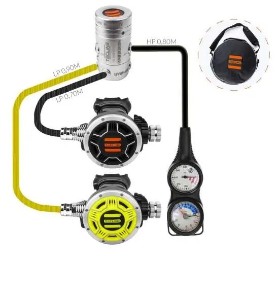 Rabatt Tecline Atemregler Set R2 TEC1 Set mit Octopus, Finimeter und Tiefenmesser