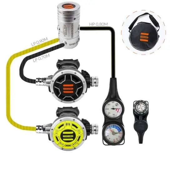 Wochenendangebot Tecline Atemregler Set R2 TEC1 Set mit Octopus, Finimeter, Tiefenmesser und Kompass