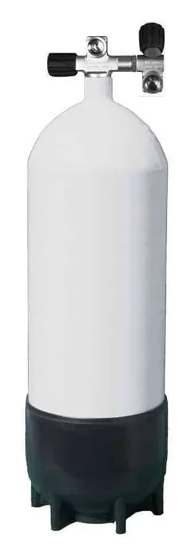ECS Tauchflasche, Stahl, 300 Bar, 10L mit Doppelventil drehbar Echt