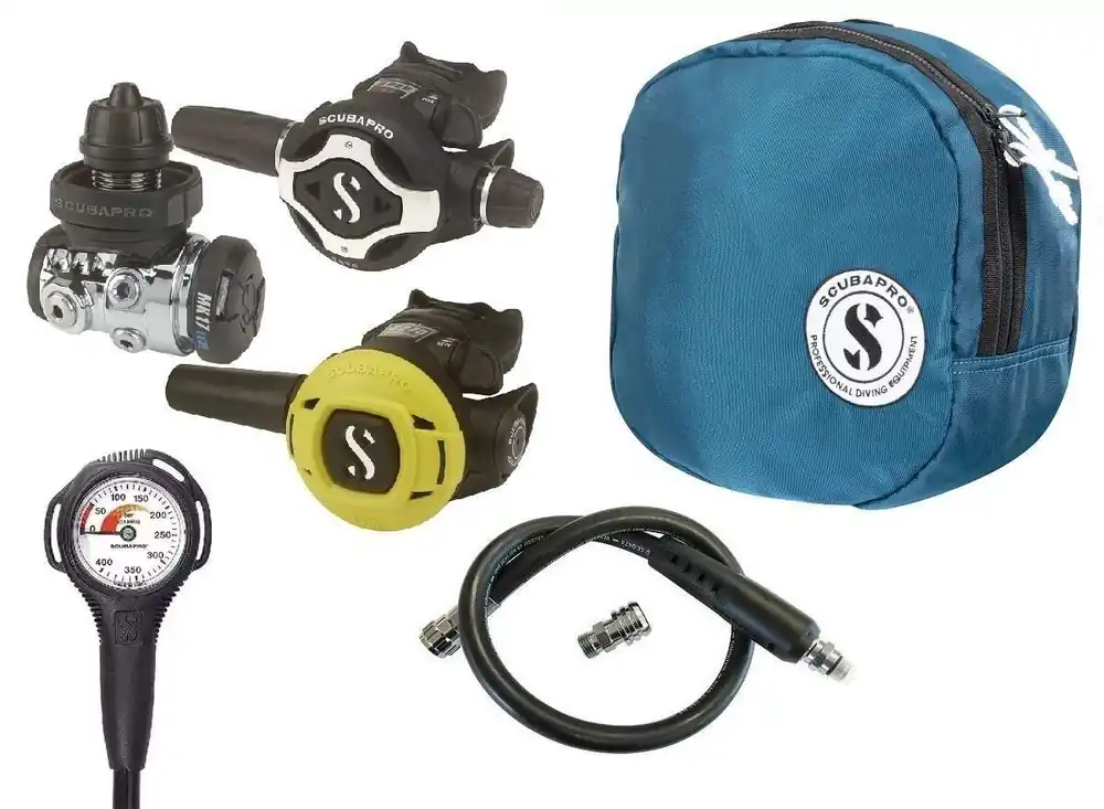 Online Kaufen Scubapro Atemregler Set MK17 EVO2 S620 Ti mit S270 Octopus Supersparset mit Tasche, Finimeter und Inflatorschlauch