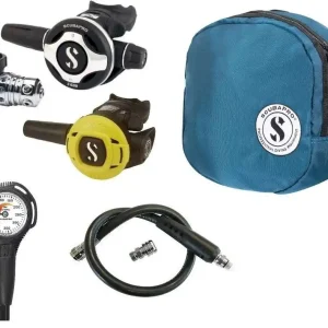Scubapro Atemregler Set MK25 EVO S600, S270 Octopus Supersparset mit Tasche, Finimeter und Inflatorschlauch Aktuell