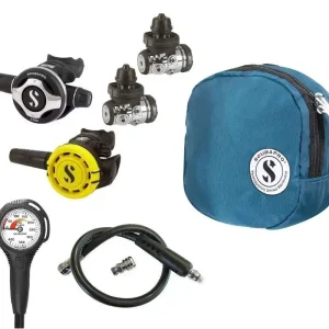 Letzte Chance Scubapro Kaltwasser Atemregler Set MK17 EVO (2x), S600 mit R105 Octopus, Tasche, Finimeter und Inflatorschlauch