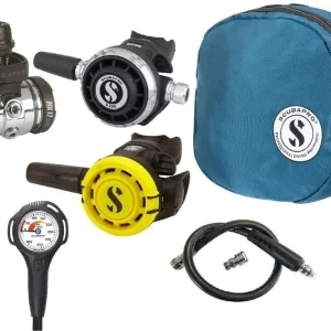 Scubapro Atemregler Set MK17 EVO2 G260, R105 Octopus Supersparset mit Tasche, Finimeter und Inflatorschlauch Nur Heute