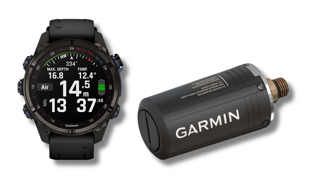 Preis Gesenkt Garmin Tauchcomputer Descent™ Mk3i – 43 mm, schwarz mit Silikonarmband und Transmitter Descent T2