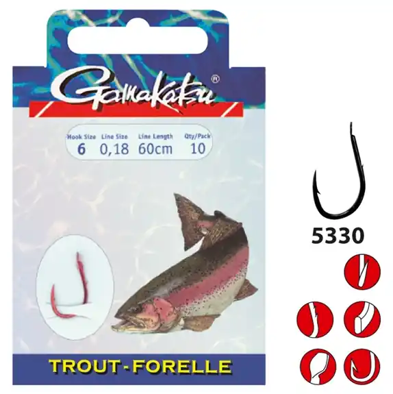 Sonderaktion Gamakatsu Haken BKS-5330R Forelle 60cm