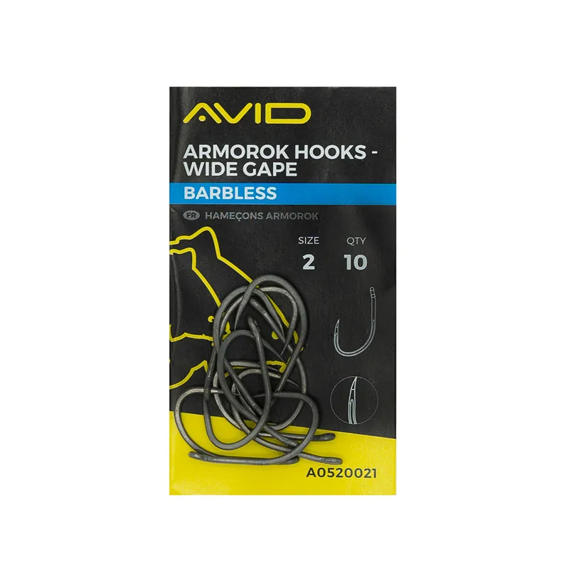 Avid Armorok Hooks- Wide Gape Barbless Aktuell