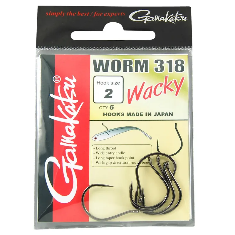 Highlight Gamakatsu Predator Worm 318 Wacky Hooks Black